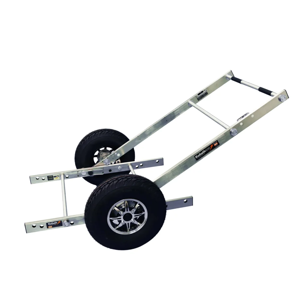 View from the side of the Koliath G2 Motorized Generator Cart Lift'n Cart Medium size, 48 inches wide